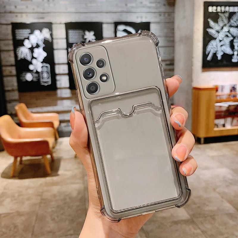 Роскошный кошелек-держатель для карт, прозрачный чехол для Samsung Galaxy S25 S24 S23 S22 S21 A25 A23 A55 A35 A54 A33 A15 5G, противоударная крышка из ТПУ