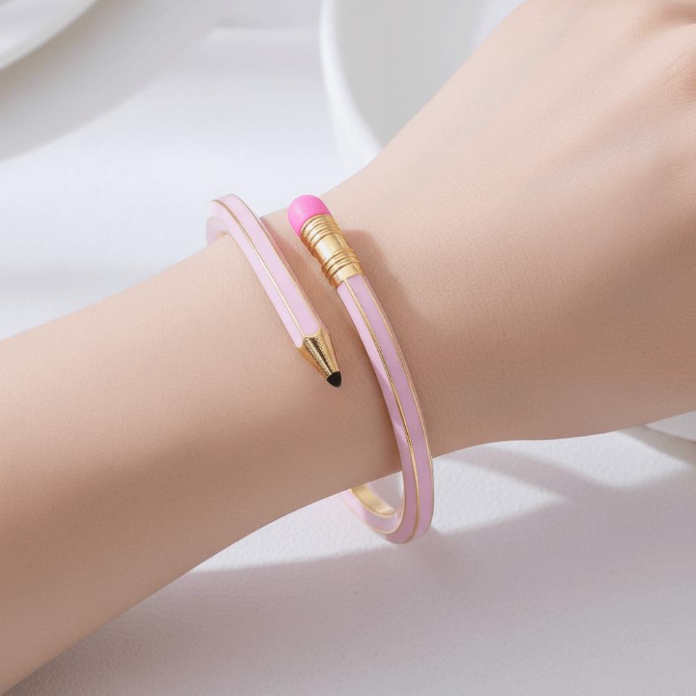 Shiny Glitter Pencil Bangle Unique Fashion Cuff Bracelet Gift Cross Enamel Bracelet Wedding