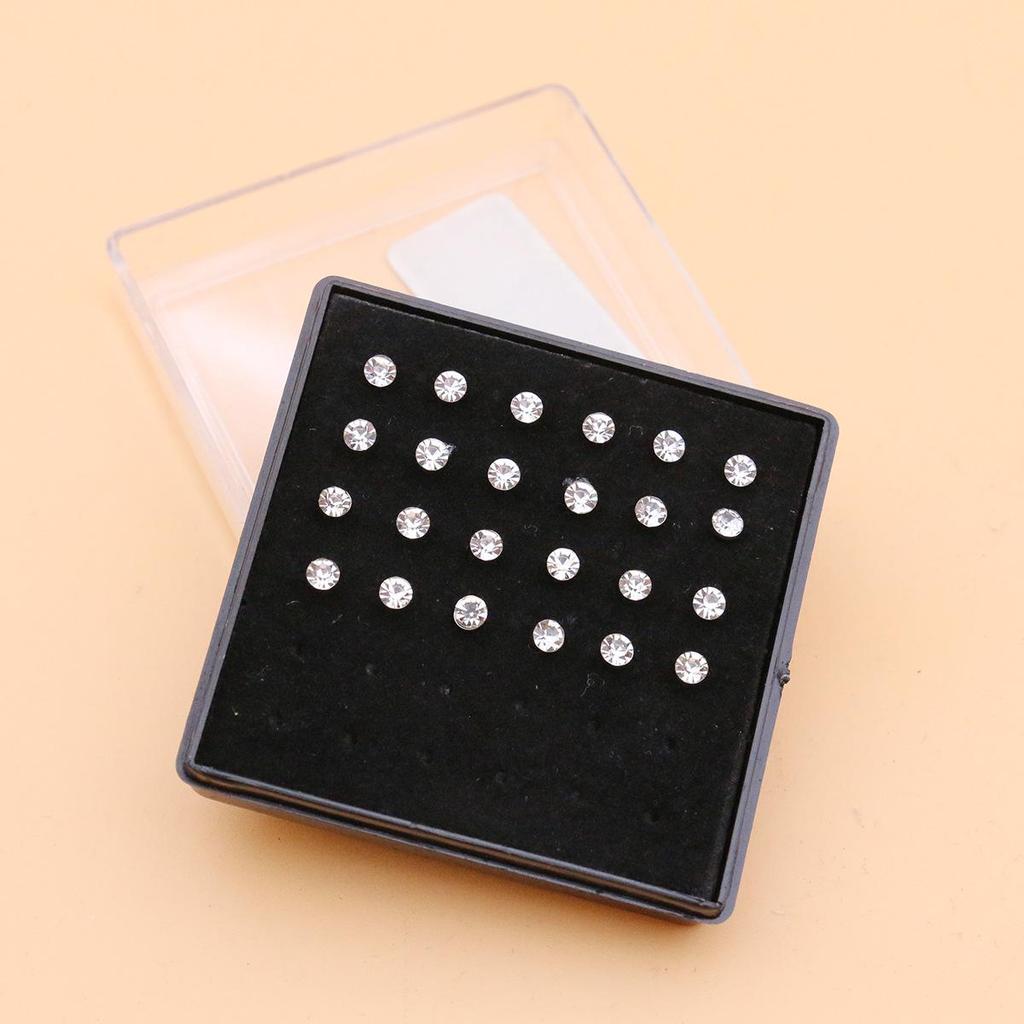 Stainless Steel Nose Studs with 2mm, 2.5mm, 3mm Rhinestones for Body Piercing