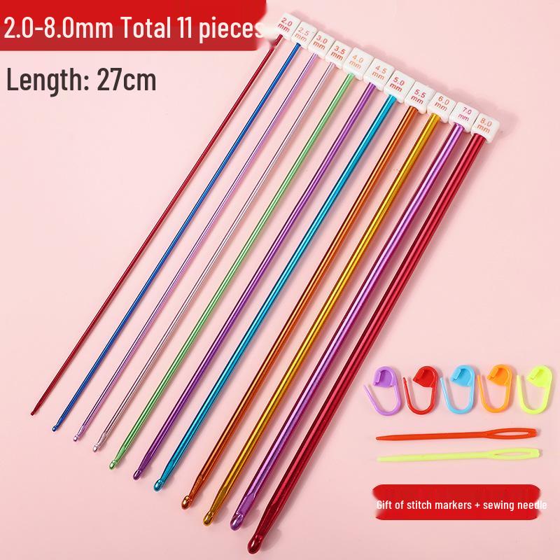 Набор афганских крючков для вязания: Длинные алюминиевые крючки ручной работы и цветная пряжа для проектов вязания своими руками