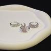 Rabbit Bow Pink Zircon Stacked Open Ring Niche Design High Sense Cold Wind Ring Woman