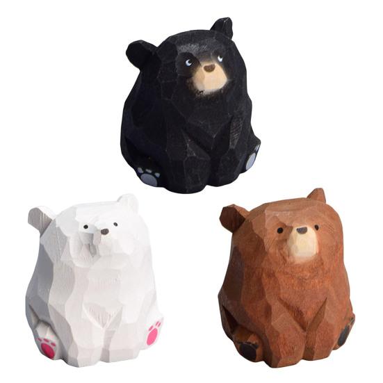 Деревянная фигурка медведя, миниатюрная статуэтка медведя, деревенское настольное украшение для детской комнаты в спальню