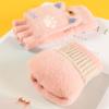 Женские зимние перчатки с милым рисунком, откидные теплые студенческие вязаные перчатки с полупальцами для письма
