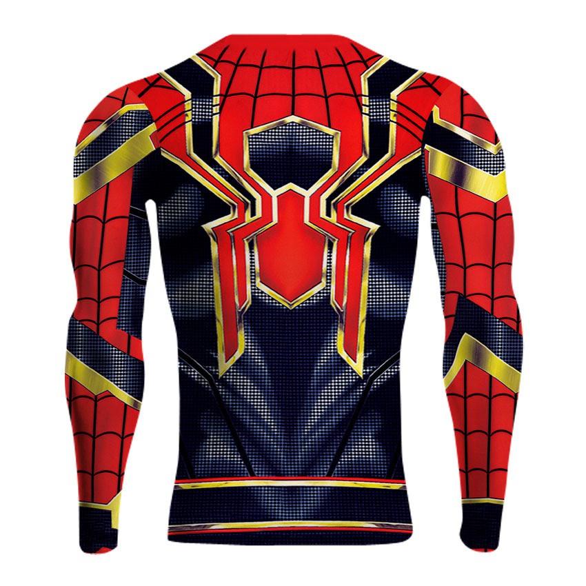 Marvel Mens Superhero Compression T Shirt Sports Fitness Gym Tops Spiderman Tee