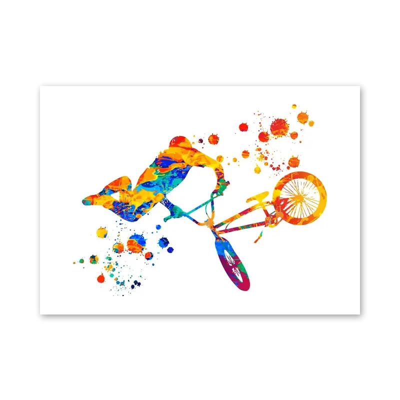 Абстрактные акварельные плакаты и принты молодые баскетболисты современное настенное искусство холст живопись для спортивных комнат украшение дома