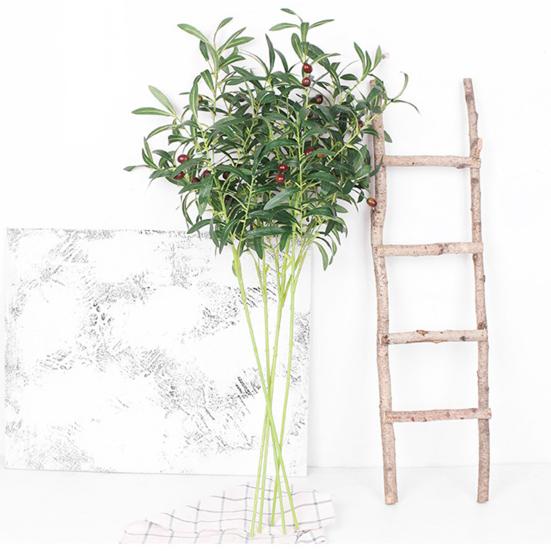 1 ветка искусственного растения, реалистичная свежесть, 6/10, раздвоенная необычная декоративная яркая искусственная олива для балкона