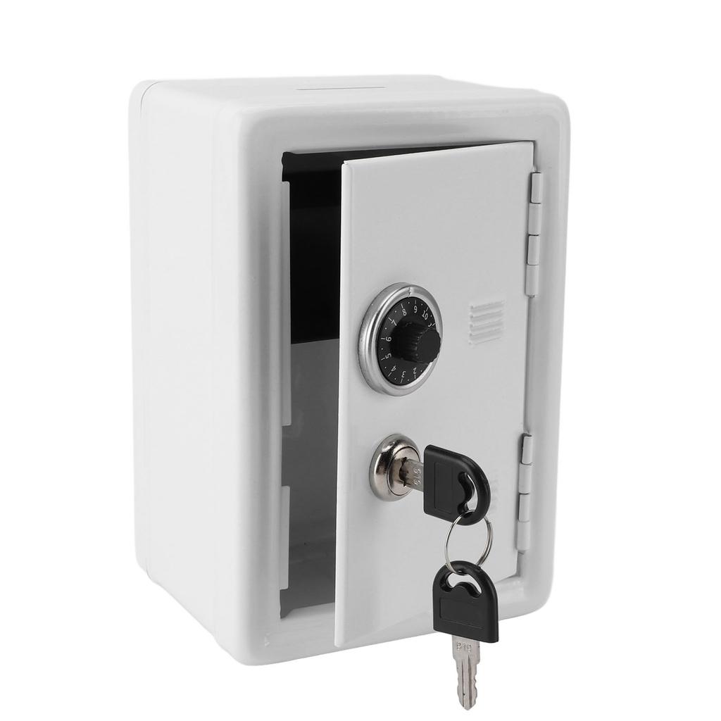 Копилка креативная симпатичная металлическая вертикальная с замком-ключом, копилка для денег для домашнего использования, белая