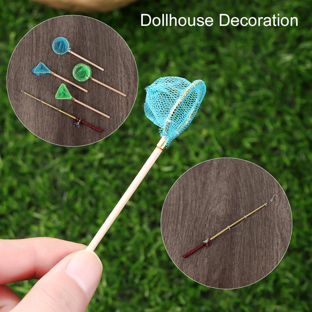 Garden Micro Landscape Scene Model Trammel Net Doll Accessories Miniature Fishing Rod Fish Pole