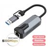 USB to Ethernet Adapter 5Gbps Type C (Thunderbolt 4/3 Compatible) to RJ45 Network Card Compatible for NAS Macbook Laptop