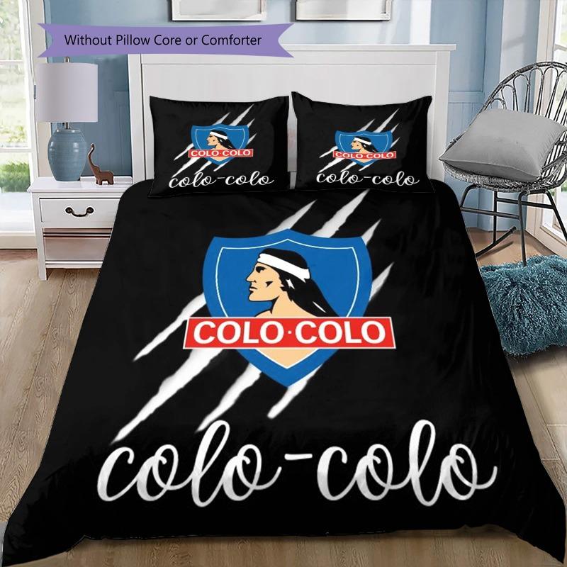 Colo-Colo Shield Logo Black Background 3 Pieces Duvet Cover Set Chile Soccer Bedding Set, Bedroom Home Decor Without Pillow Core Comforter
