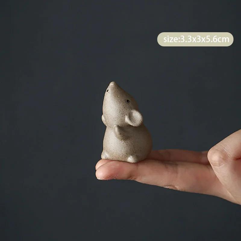 1Pc Chinese Zodiac Pottery Small Tea Pet Handmade Sculpture Crafts Animal Statue Ornaments Tea Figurine Decoration Tea Set Decor