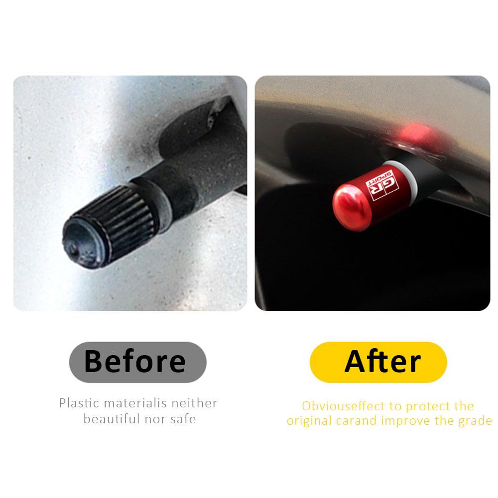 Алюминиевые колпачки ниппелей шин с логотипом GR Gazoo Racing - Набор из 4 штук, Универсальная посадка