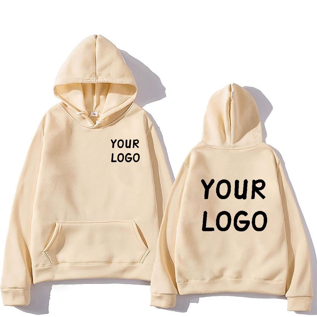 DIY Custom Your Brand LOGO Printed Men Women Casual Hoodie Top Solid Color Pullover Street Personality Sweatshirt Custom Gifts