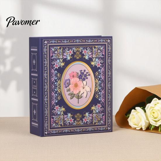 Picture Album Photo Album, Laminated Sleeve Page Refillable Mini Holder, Vintage Ethnic Style Memory Book for Travel Postcards & Photos, Portable