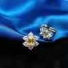Серьги-гвоздики из стерлингового серебра 925 пробы для женщин, сверкающие желтые серьги с бриллиантами из высокоуглеродистого металла, роскошные ювелирные изделия для свадебной вечеринки