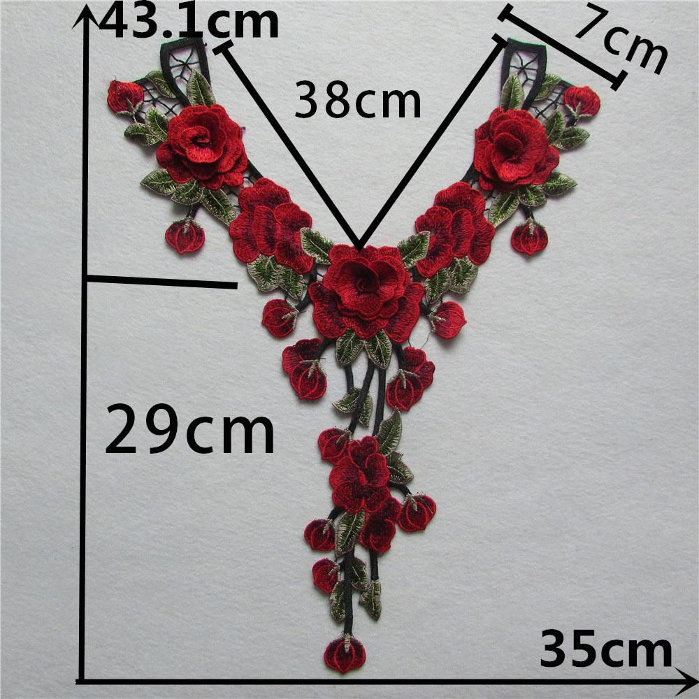 Новый 3D вышитый красный полый кружевной DIY аксессуары для одежды тканевый патч