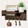 1pc Vintage Wooden Wall Mounted Key Rack with Mail Holder & Tray - Easy Install, Suitable for Farmhouse Decor In Living Room, Kitchen