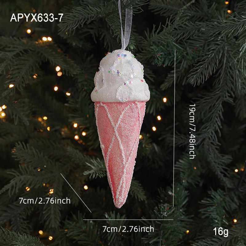 New Christmas Ornaments Cute Pink Cartoon Macaron Foam Candy Christmas Tree Pendant Pendant Props