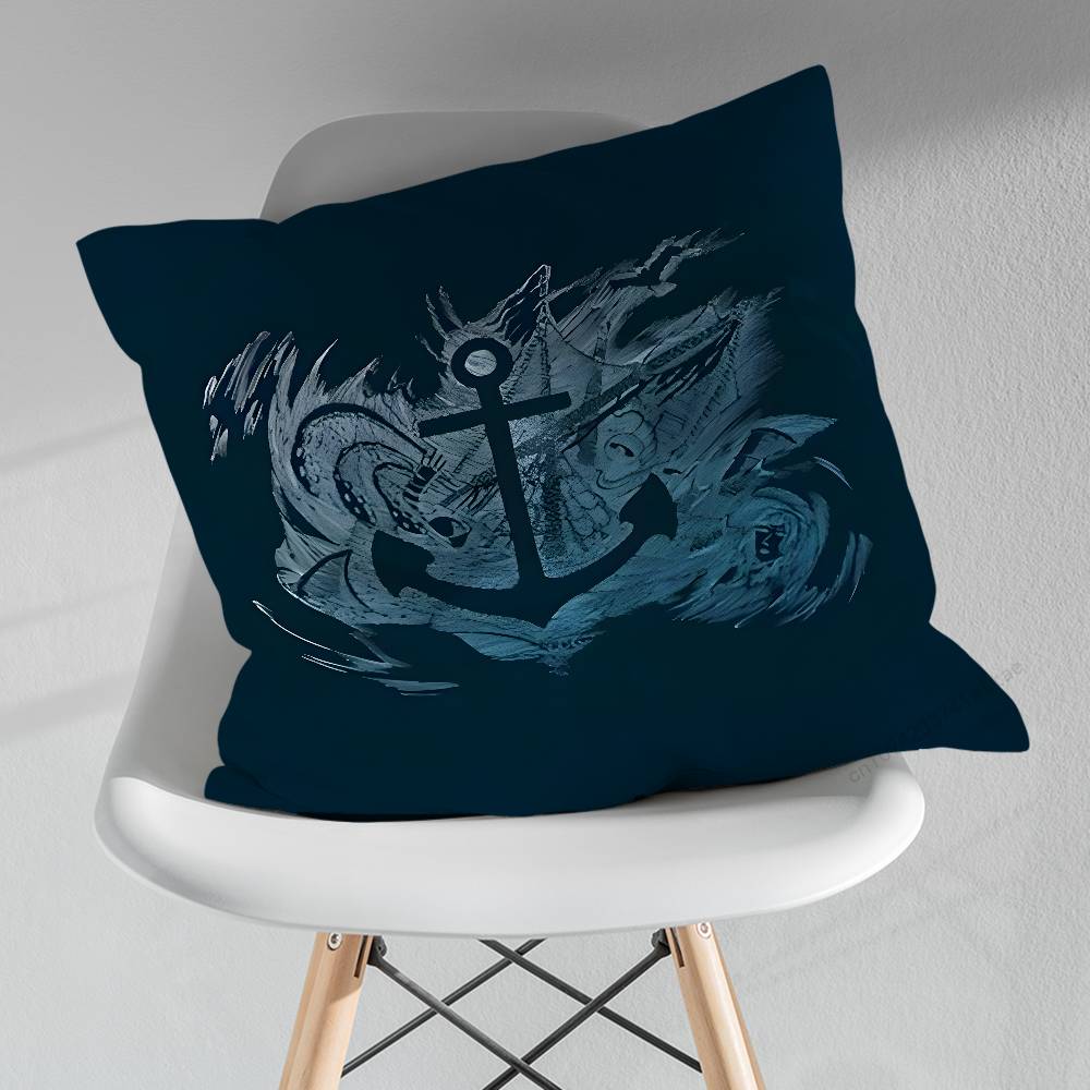 Boat Ship Art Anchor Various Sizes Square Pillow Case For Car Home Bedchamber Decor Birthday Gift