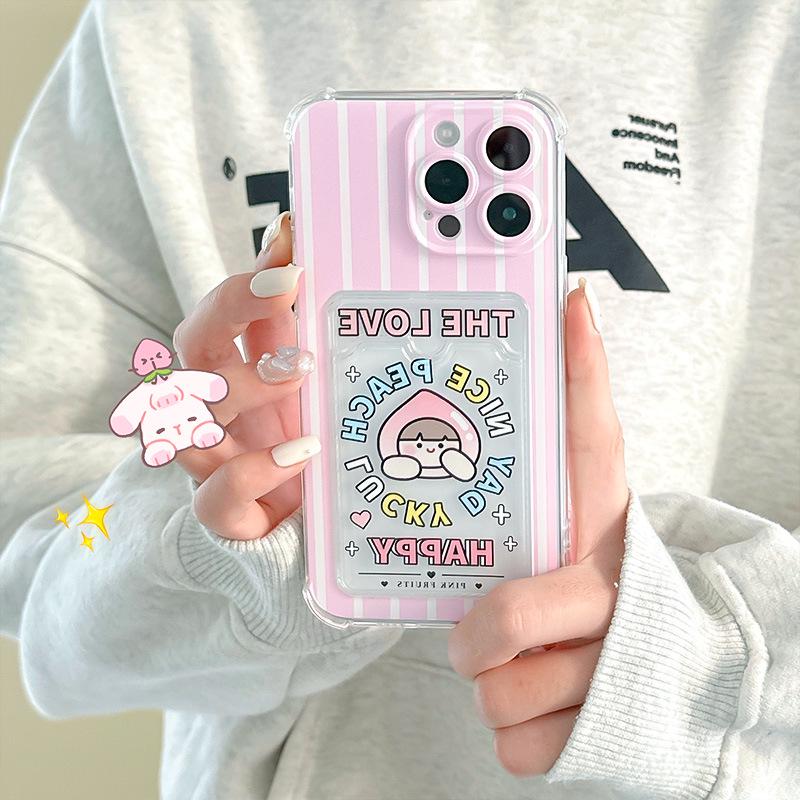 Zhitai Чехол-картхолдер для Apple iPhone 14 Pro, подходит для iPhone 13 и 12, с мультяшным набором наушников для 2-го/3-го поколения