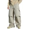 Мужские повседневные однотонные брюки карго с несколькими карманами, мужские брюки с защипами на коленях, эластичной талией и свободными прямыми штанинами