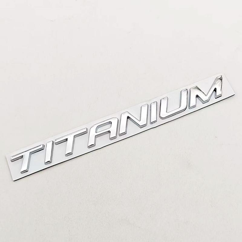 AJE1 1pc Chrome Black Car Sticker Logo TITANIUM Rear Boot Badge Emblem For Ford Ecosport Fiesta Focus Mondeo Edge Escape Kuga Galaxy