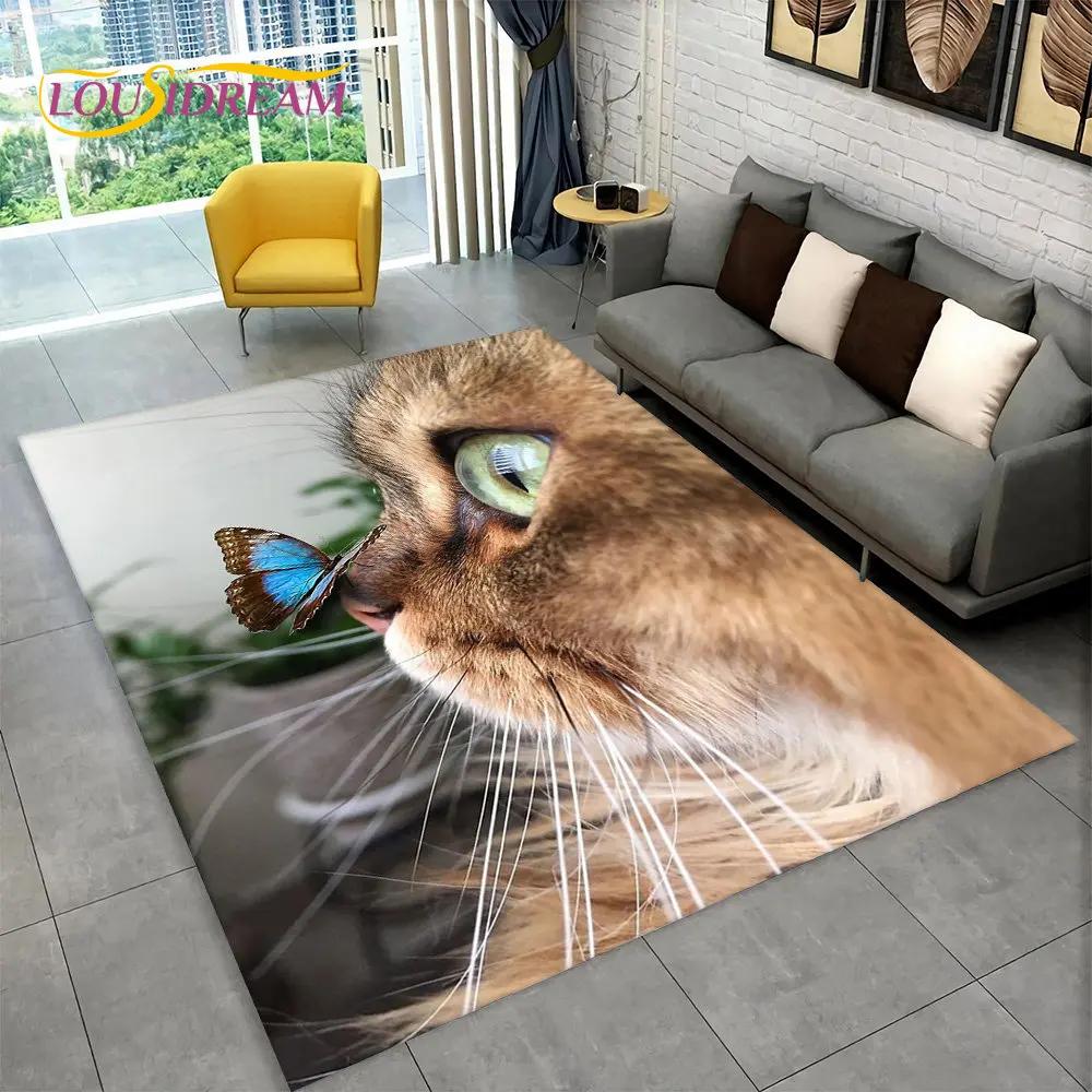 Большой коврик с 3D рисунком милого кота, ковер для гостиной, спальни, дивана, коврик для кухни, украшение для кухни, детский нескользящий напольный коврик
