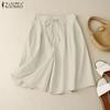 ZANZEA Women Casual Elastic Waist Solid Color Loose Short Pants