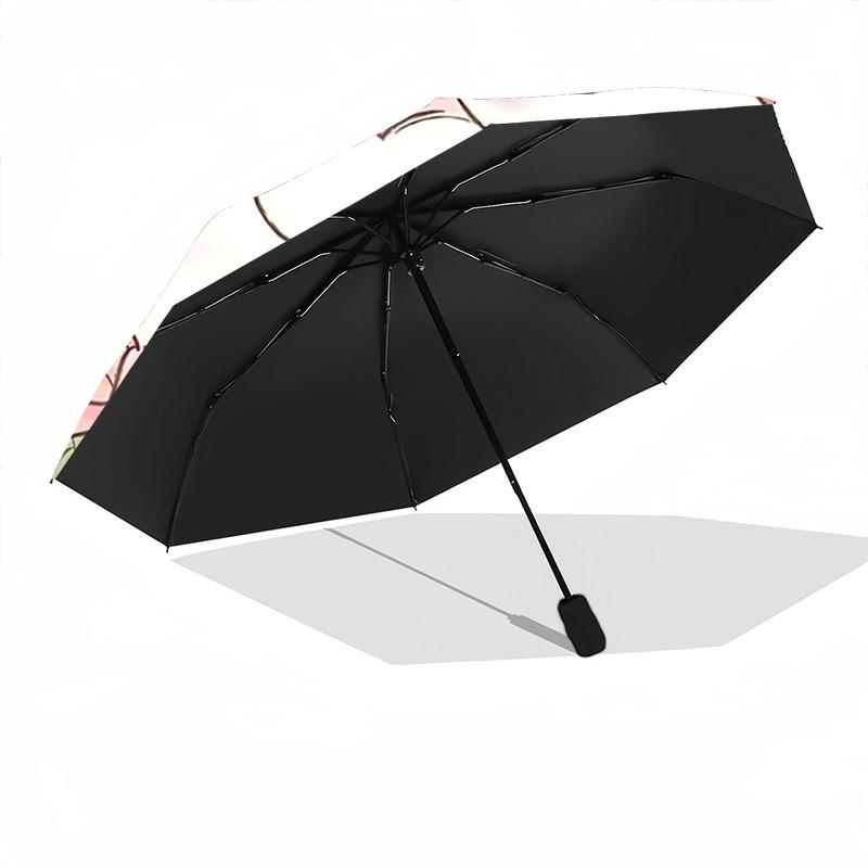 1pc Hello Kitty & My Melody Floral Wreath Automatic Opening/Closing Umbrella with Convenient Three-Fold Design, 8-Bone Iron Frame, Outdoor, Perfect Gi