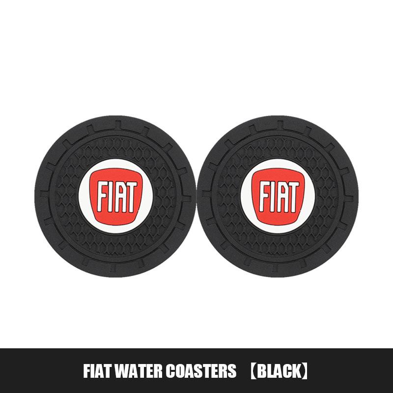 2Pcs Car Coaster PVC Logo Water Cup Pad Anti Slip Mat Accessories For Fiat Abarth 500e Panda Tipo FR Argo Freemont Viaggio Bravo