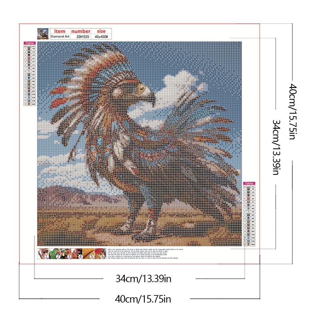 5D DIY Full Round Drill Diamond Painting Eagle Kit Home Decor Art Craft 40x40cm