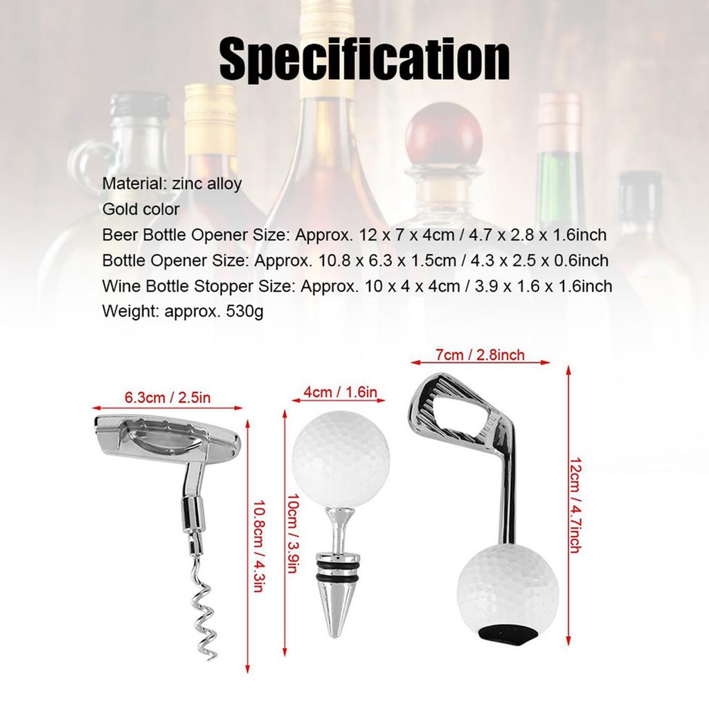 Golf Shaped Corkscrew Zinc Alloy Red Wine Beer Bottle Opener Cork Opener Club Bar Kitchen Tool Set For parties bar club home