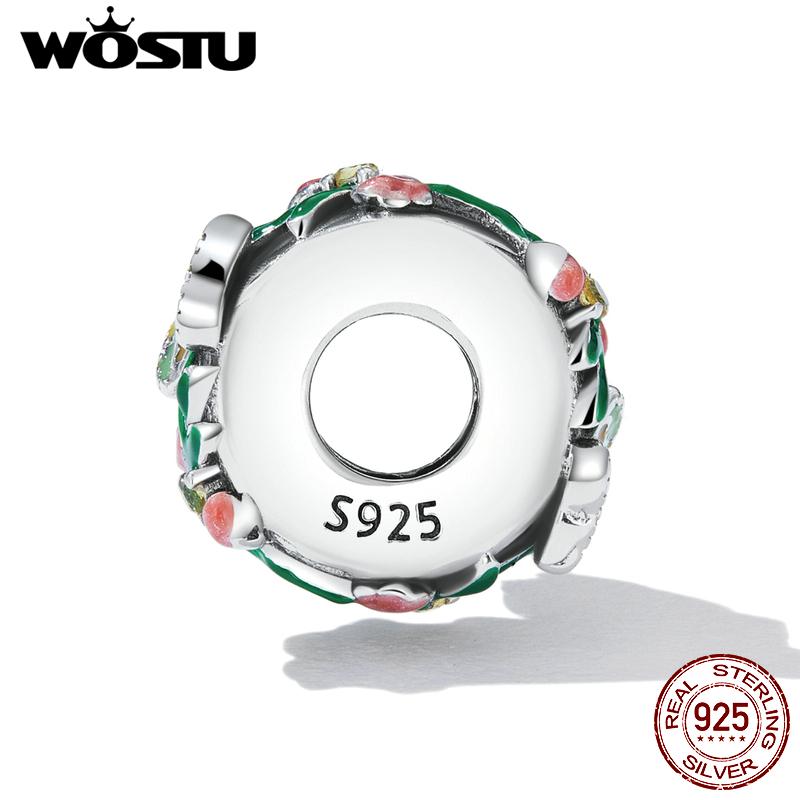 WOSTU Стерлингового серебра 925 пробы, бабочка и цветок Sapcer, очаровательная бусина для женщин, DIY, оригинальный браслет 3 мм, ювелирные изделия