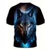Футболка мужская с графическим принтом волка и круглым вырезом - мягкая, слегка эластичная полиэстеровая смесь, повседневная футболка с коротким рукавом для активного отдыха