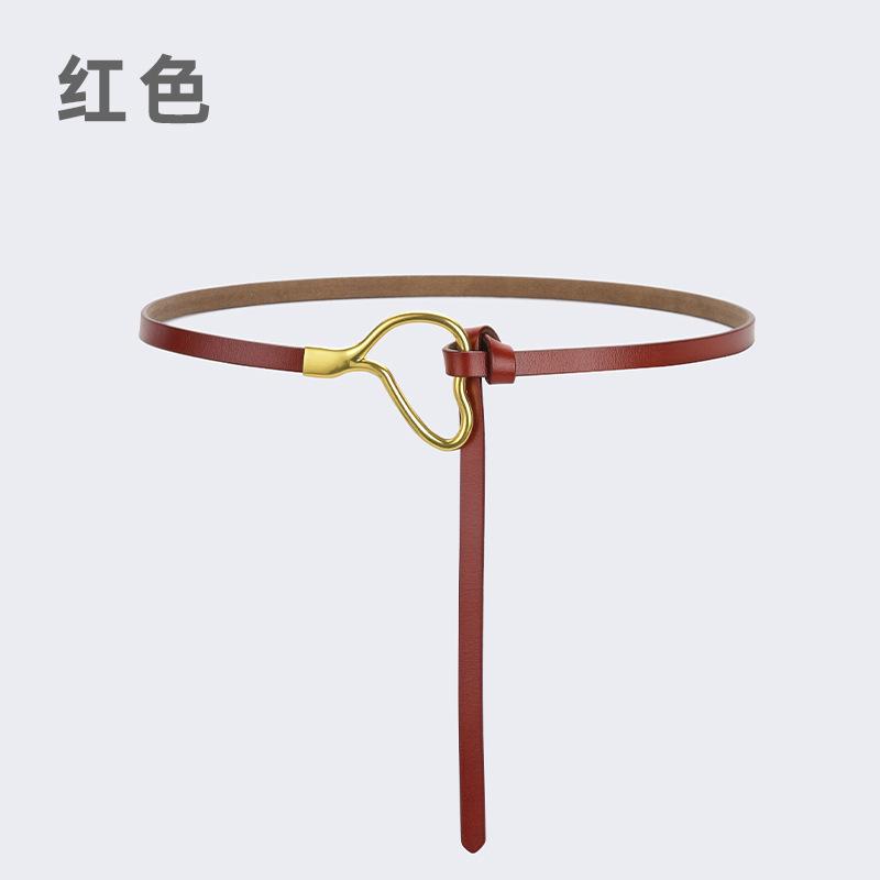 Женский кожаный ремень с узлом и украшением из классической рубашки, простой тонкий пояс из натуральной воловьей кожи, модный