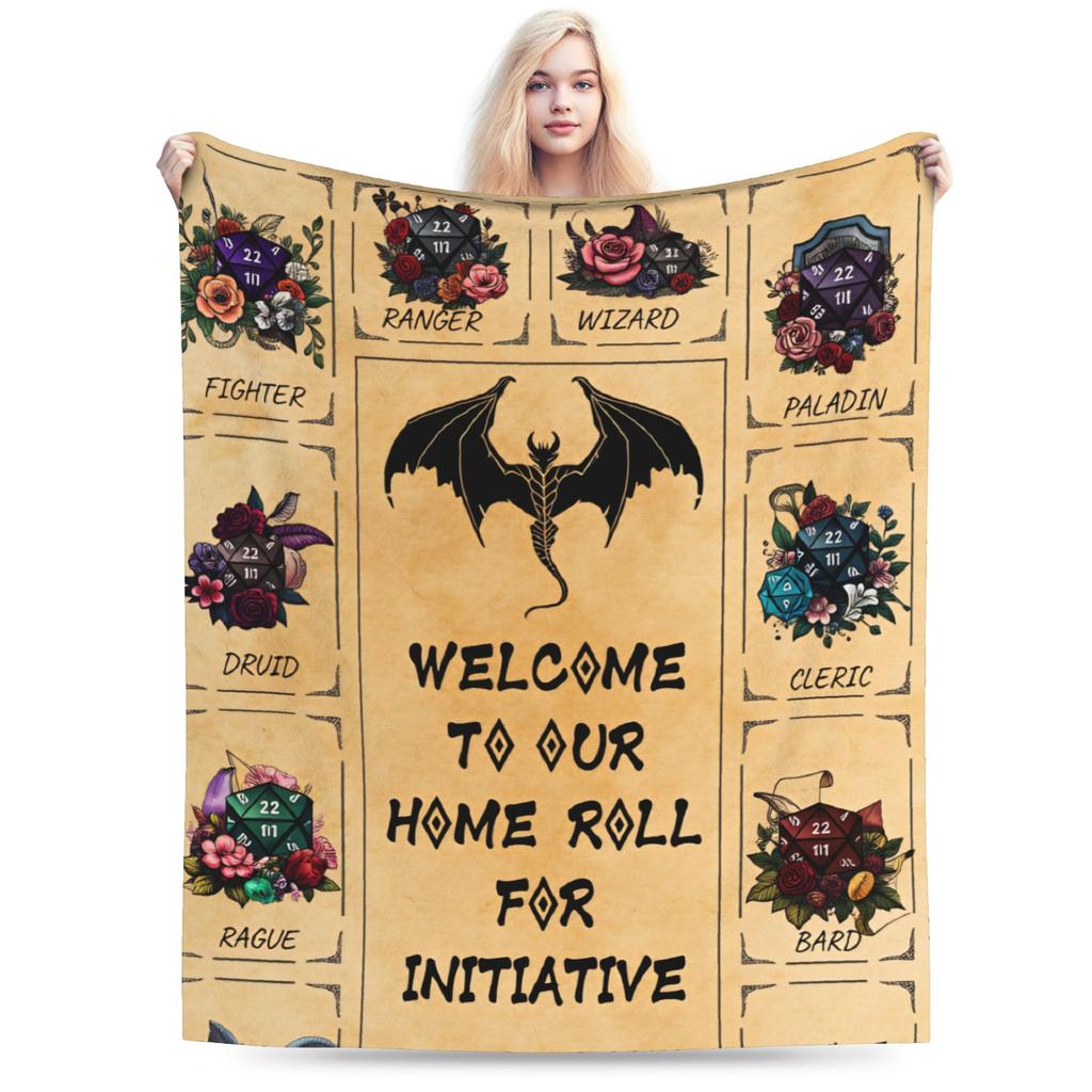 DND D&D Dragon Retro Plush Blanket Child Flannel Throw Blanket For Outdoor Super Soft Custom DIY Quality Bedspread Gift