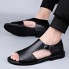 Genuine Leather Sandals Men Hollow Out Business Casual Shoes Soft Sole Comfort Beach Leather Flat Designer Men Sandalias