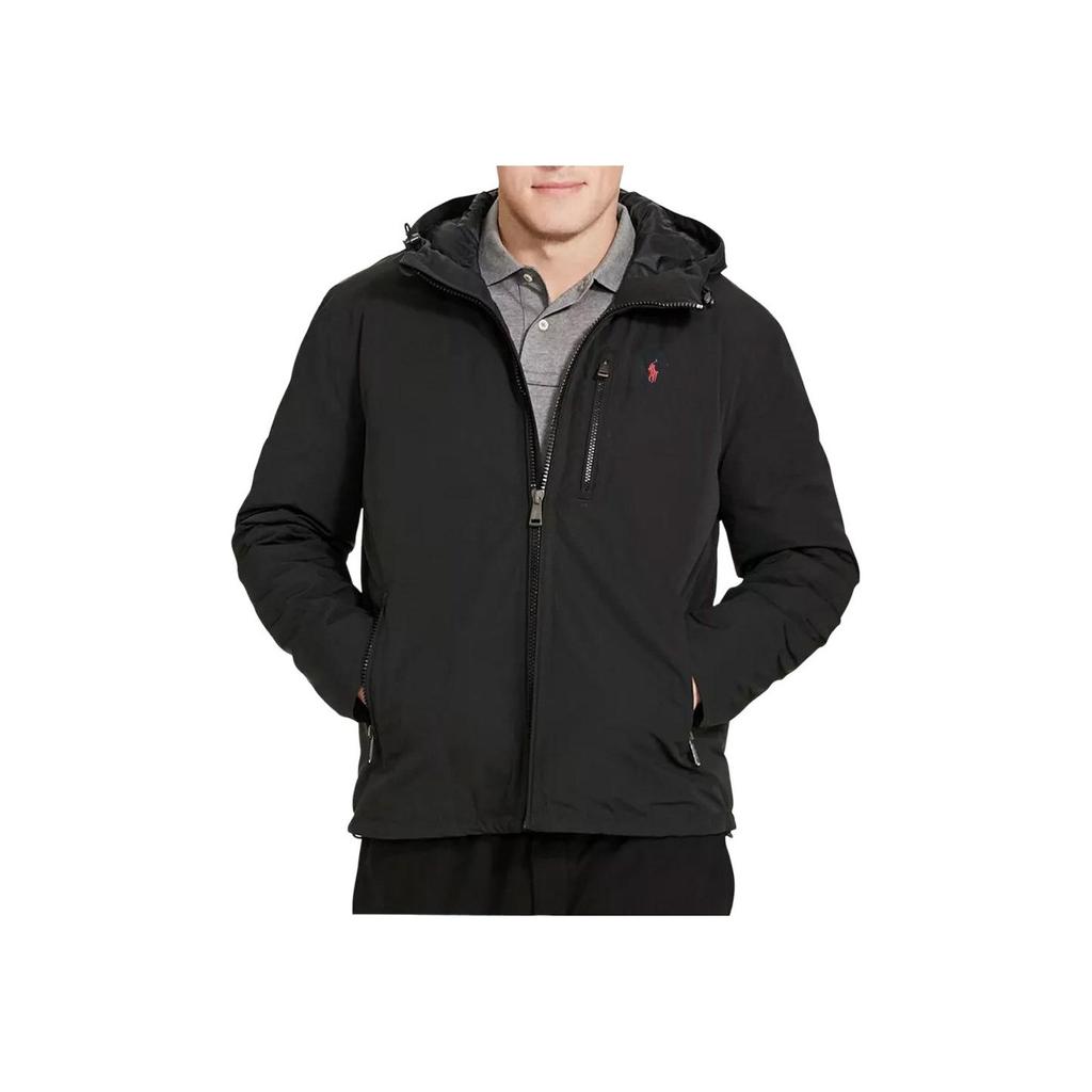 Polo Ralph Lauren Solid Color Pony Embroidered Zipper Hooded Down Jacket Men Outerwear Black MNPOOTW16021465-001
