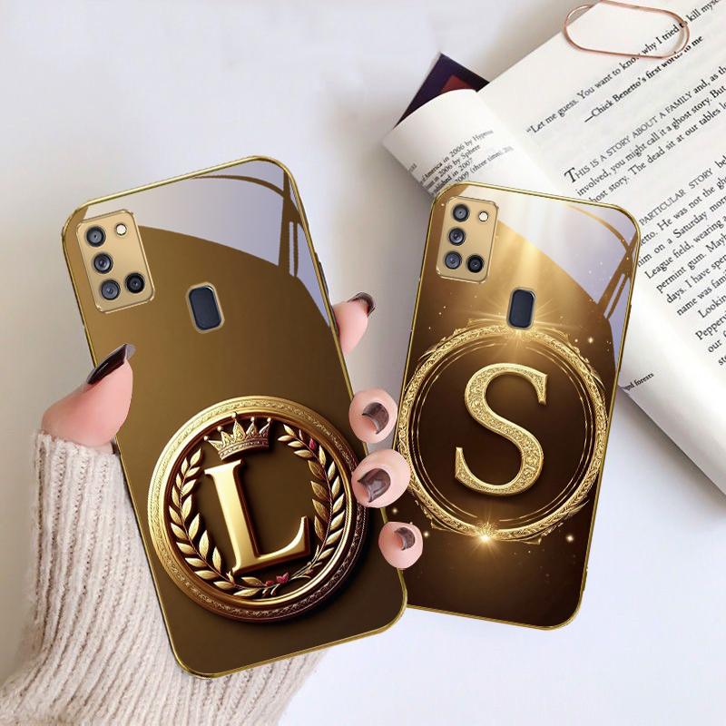 Золотое кольцо с лавровым листом Для Samsung A 31 32 A33 A34 35 14 A15 13 A16 25 26 50 52 53 54 55 56 70 71 72 73 Золотой стеклянный чехол для телефона