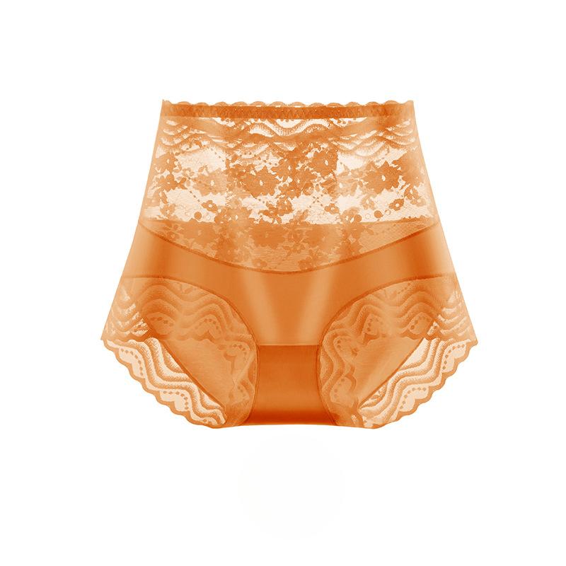 Нижнее белье с высокой талией для женщин, выполненное из кружевных трусиков из чистого хлопка с зауженным шаговым швом, приподнятые бедра, большая талия, зауженные треугольные трусики