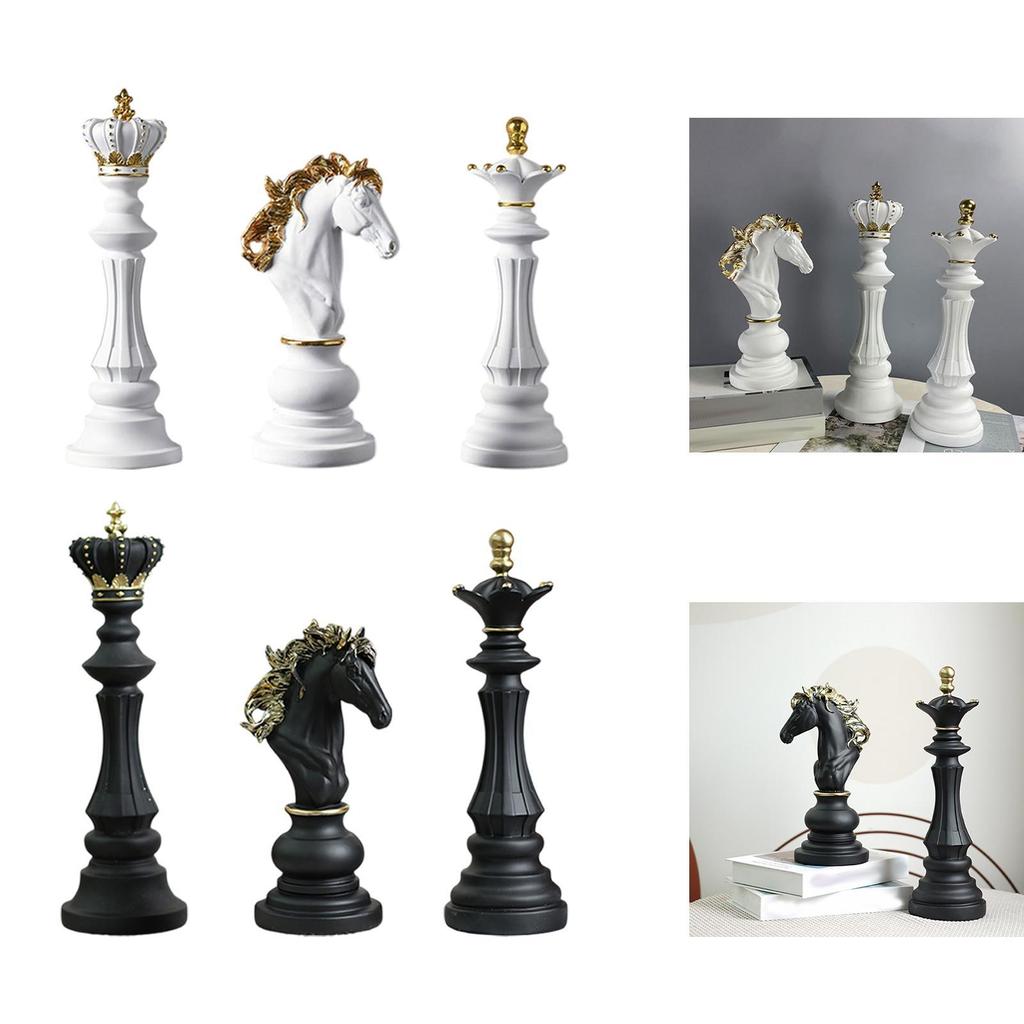 Decorative Chessmen Ornaments Resin Miniatures Objects for Room Bookshelf Cabinet Table Decoration