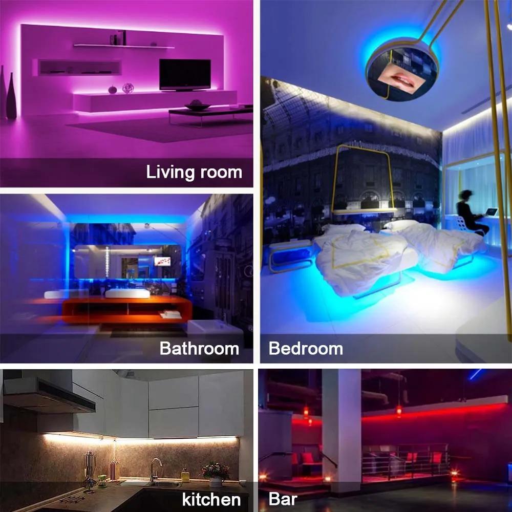Светодиодная лента 5M SMD2835 12V Белый теплый красный зеленый синий RGB светодиодная водонепроницаемая гибкая лампа лента для декора комнаты