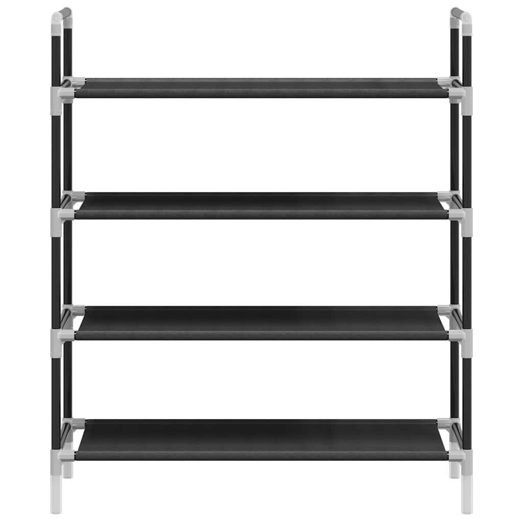 Shoe Rack with 4 Shelves Metal and Felt Black