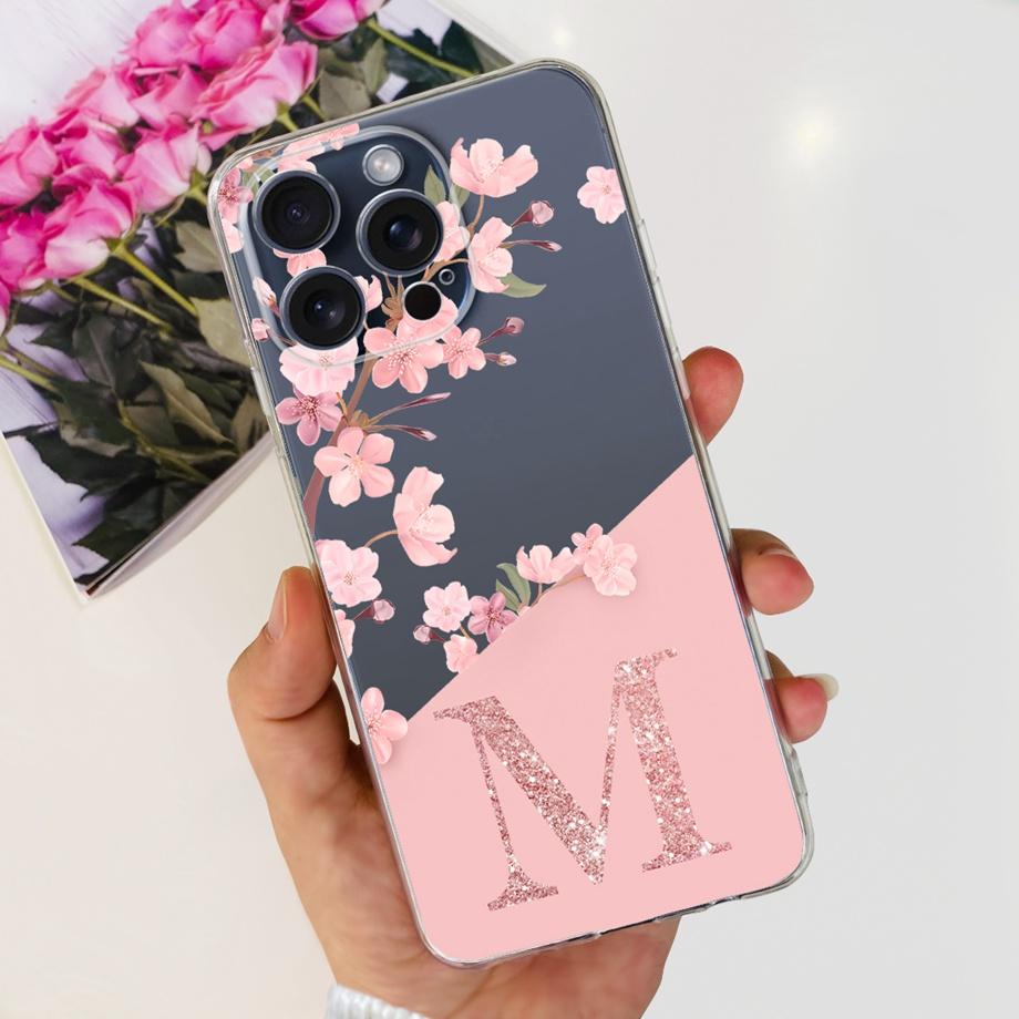 Чехол для iPhone 15 Pro Max Чехол для iPhone 15 Plus 15 Pro Задняя крышка Прозрачный Мягкий ТПУ Буква A ДО Z Чехол Для Apple iPhone15 15Pro Сумка