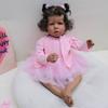 20'' 50 Cm Reborn Girl Baby Dolls Liam with Dark Skin Soft Cloth Body Simulation Dolls Handmade Rooted Curly Hair Lifelike Rebirth Doll Kids Xmas Gift