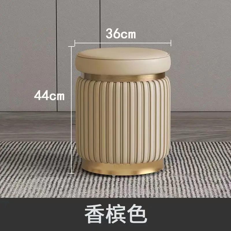 Небольшие табуреты, кожаные табуреты, легкие роскошные круглые табуреты, табуреты для макияжа, журнальные столики для гостиной, скамейки, диваны премиум-класса, мягкие подушки