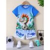 Boys' 2pcs Set Dinosaur Jungle Print Crew Neck Short Sleeve T-Shirt & Shorts Casual Knit Fabric Outfit Comfortable Spring/Summer Wear