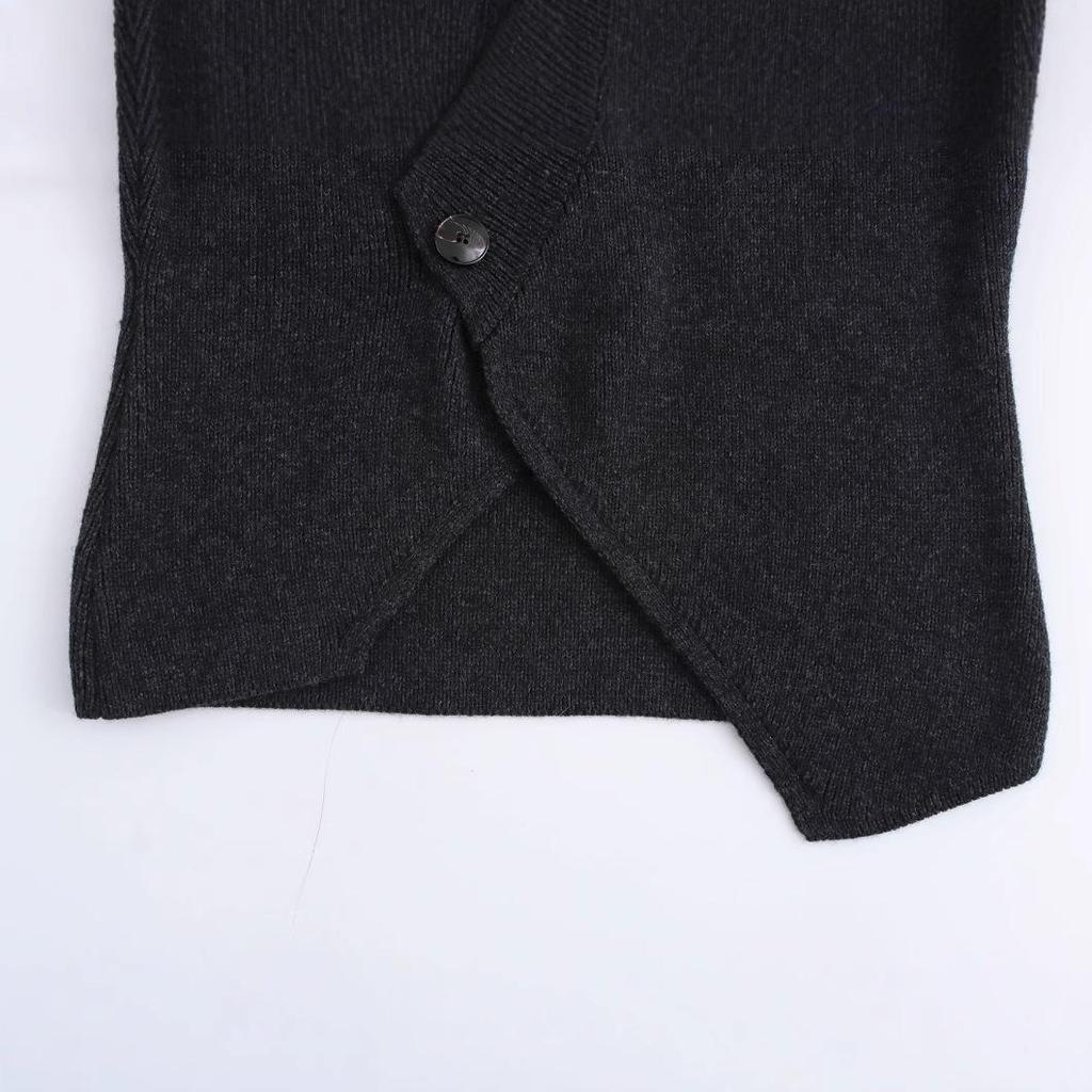 Элегантный вязаный кардиган с V-образным вырезом и двубортной застежкой - Женская мода осень/зима