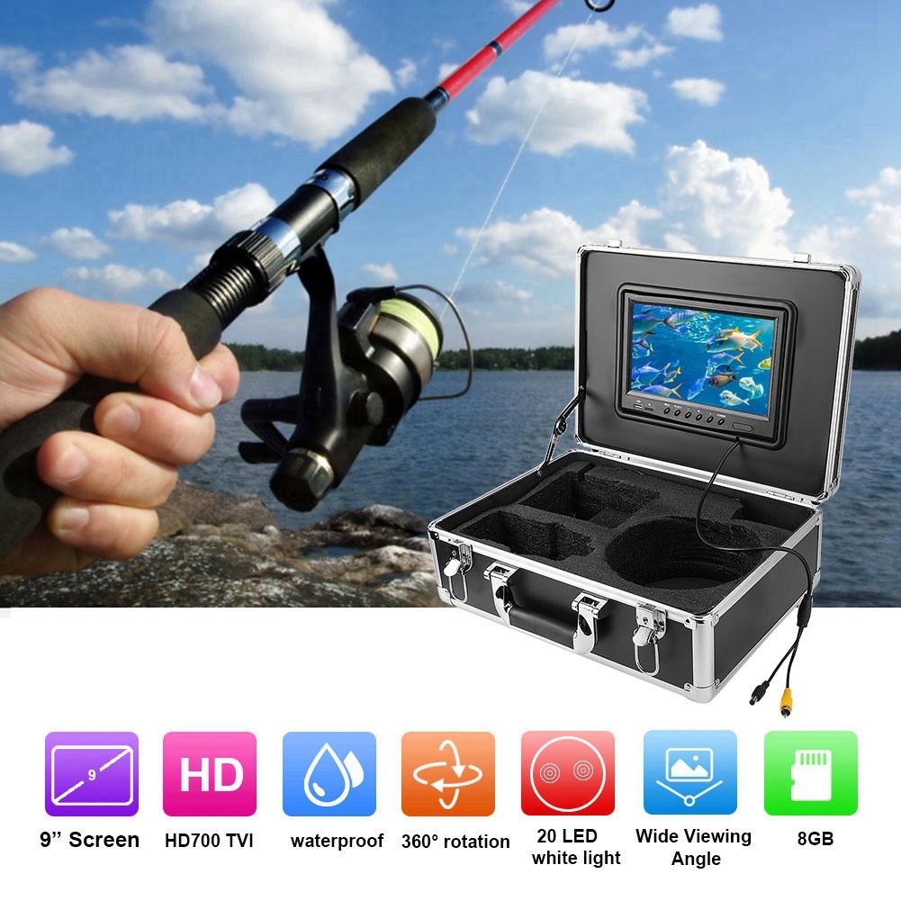 20 м 9-дюймовый ЖК-дисплей подводная видеокамера для рыбалки система DVR вращающийся на 360 градусов эхолот