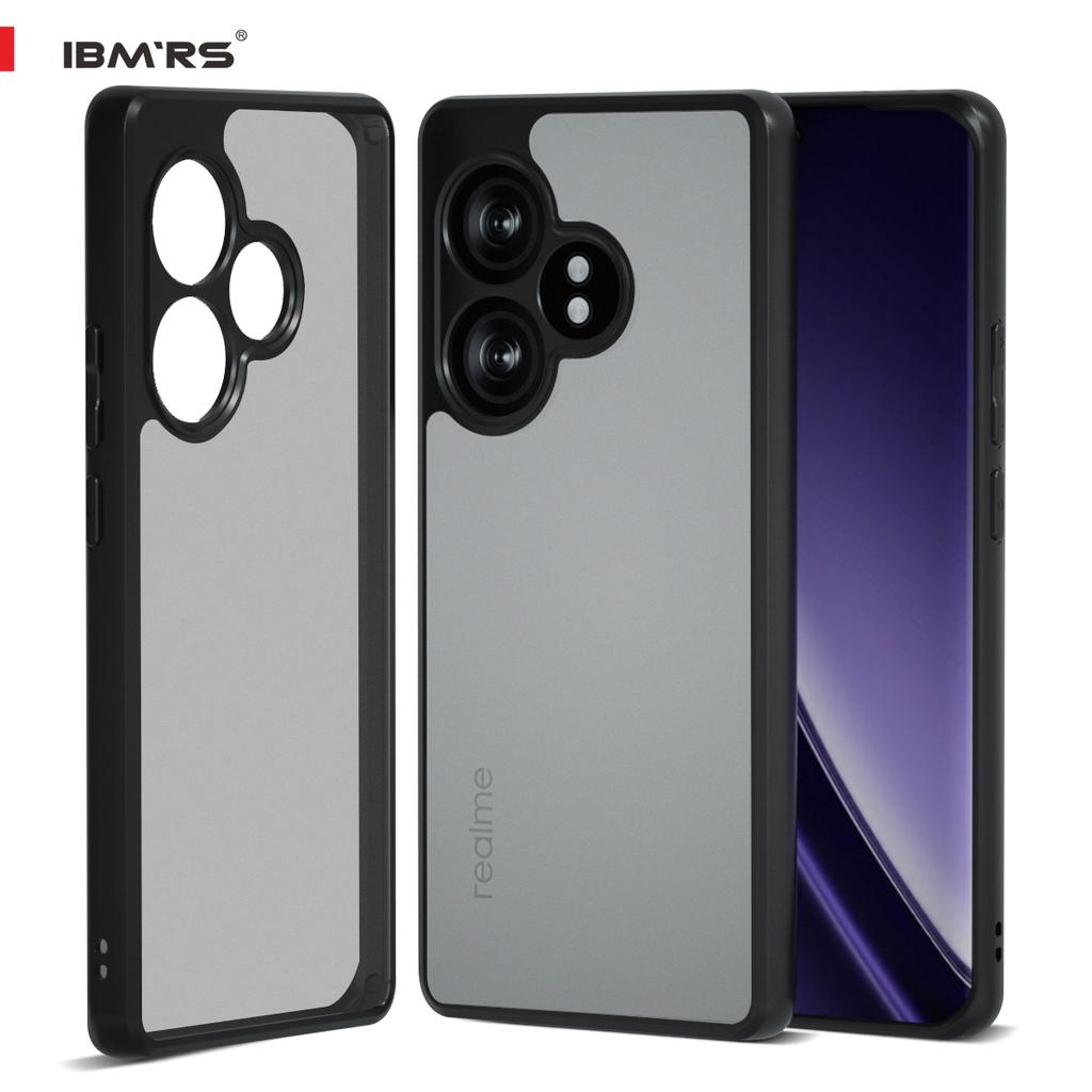 (В комплекте ремешок на запястье)Чехол IBMRS для телефона Realme GT Neo6 SE, Полупрозрачный матовый ударопрочный защитный чехол, Камуфляж Черный